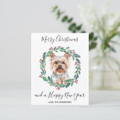 Budget Yorkshire Terrier Dog Briefkaart met kerstm (Staand voorkant)
