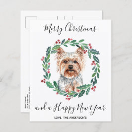 Budget Yorkshire Terrier Dog Briefkaart met kerstm