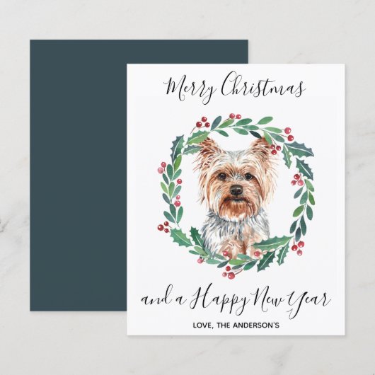 Budget Yorkshire Terrier Dog Merry kerstKaart (Voorkant / Achterkant)
