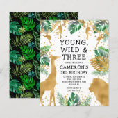 Budget Young Wild 3e verjaardag Invite (Voorkant / Achterkant)