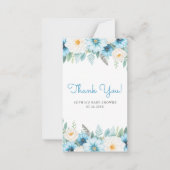 Budget Zacht Blauw Bloemen Baby shower Dank u Notitiekaartje (Voorkant)