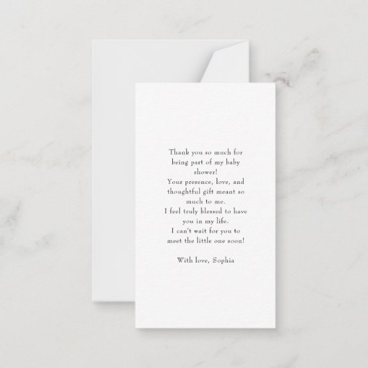 Budget Zacht Blauw Bloemen Baby shower Dank u Notitiekaartje (Achterkant)