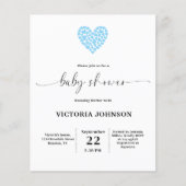 Budget Zachte Blauwe Hart Baby Shower Feestje (Voorkant)