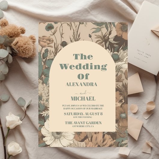 Budget Zachte gedempte aardetinten Wildbloemen Bru Flyer