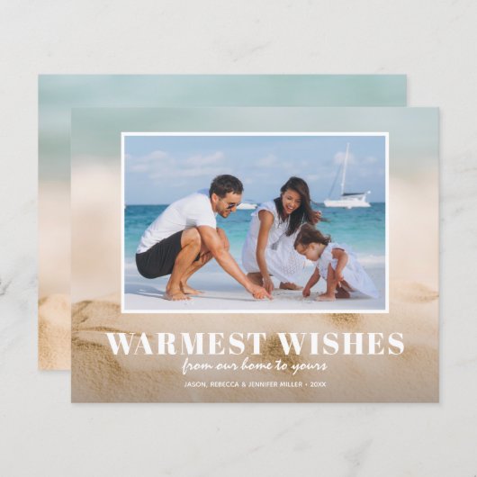 Budget Zand en Zee Beach Kaarten voor Kerstmis met (Voorkant / Achterkant)