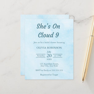 Budget Ze is op Cloud 9 bruids douche uitnodiging