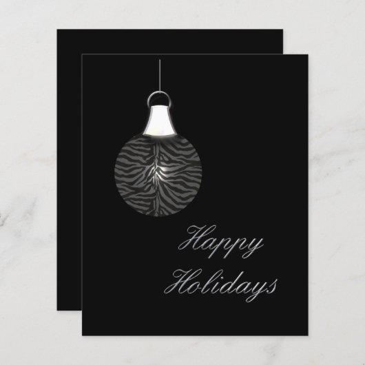 Budget Zebra Stripes Ornament Black Holiday Card (Voorkant / Achterkant)