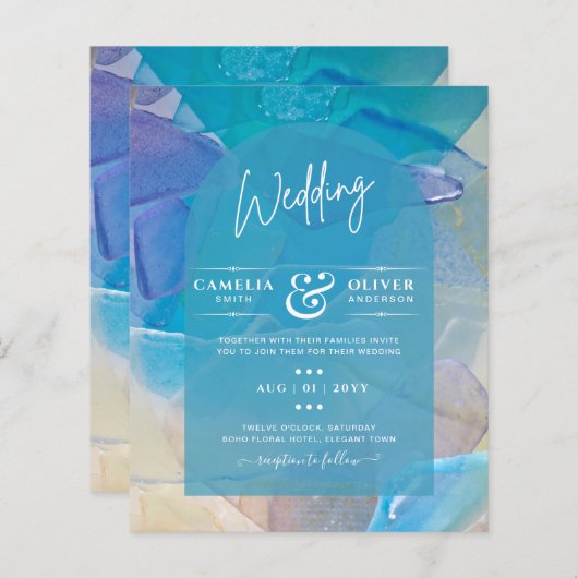 BUDGET Zee Glass Blauwgroen Blue Ocean Beach Zee W (Voorkant / Achterkant)