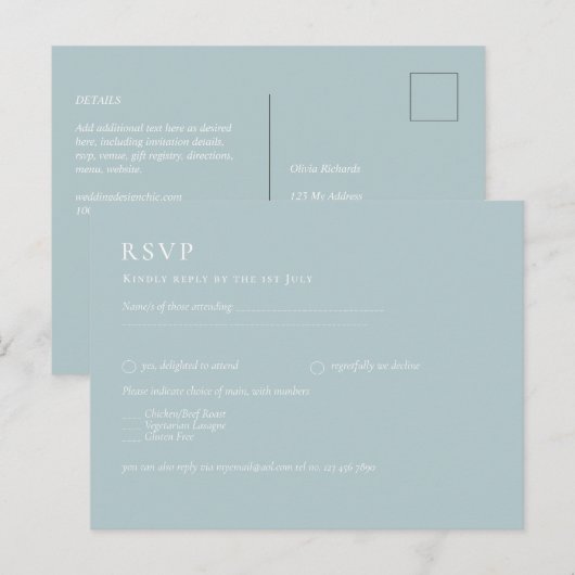 BUDGET Zee Glass Sage Green Monochrome Weddenschap Briefkaart (Voorkant / Achterkant)