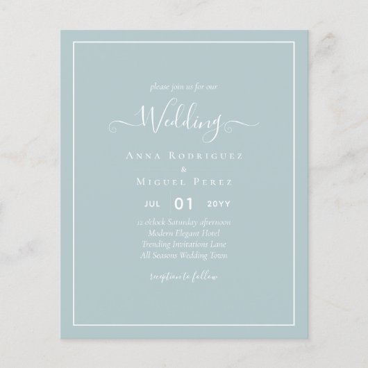 BUDGET Zee Glass Sage Green Monochrome Weddenschap Flyer (Voorkant)