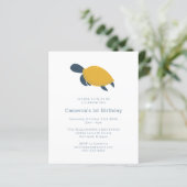 Budget Zee Turtle Simple 1st Birthday Uitnodiging (Staand voorkant)