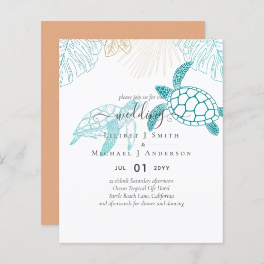 BUDGET Zee Turtles Weddenschappen Moderne Line Art (Voorkant / Achterkant)