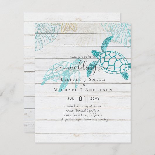 BUDGET Zee Turtles Weddenschappen Moderne Line Art (Voorkant / Achterkant)