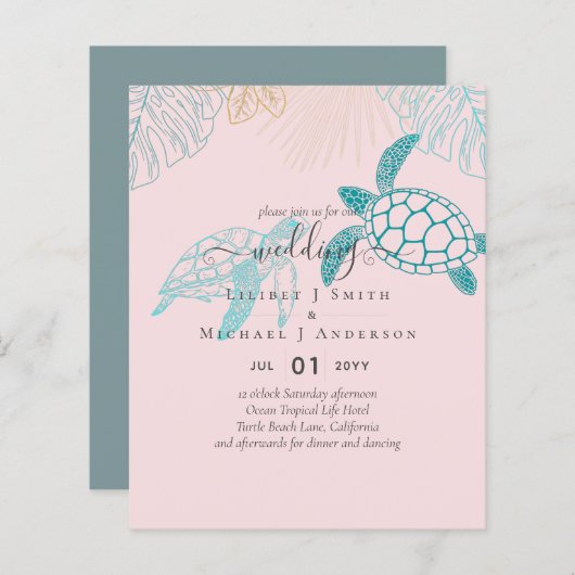 BUDGET Zee Turtles Weddenschappen Moderne Line Art (Voorkant / Achterkant)