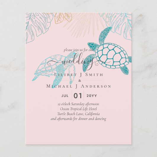BUDGET Zee Turtles Weddenschappen Moderne Line Art (Voorkant)