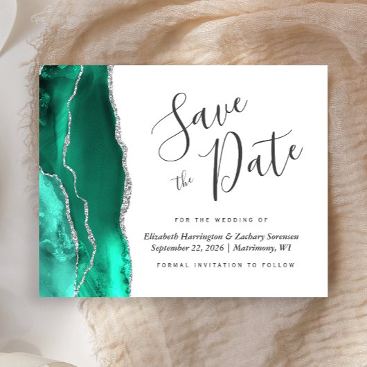 Budget Zeegroene Zilveren Agate Save the Date