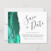 Budget Zeegroene Zilveren Agate Save the Date (Voorkant)