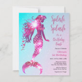 Budget Zeemeermin Baby Meisje 1e verjaardag Uitnod (Voorkant)