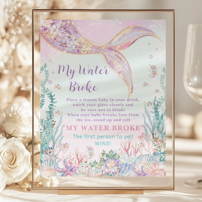 Budget Zeemeermin Baby shower Mijn Water Broke Fun (whimsical-ethereal-rainbow-under-the-sea-mermaid-tail-budget-cheap-my-water-broke-funny-game)