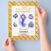 Budget Zeemeermin Goud Glitter Verjaardagsfeest Flyer (Hand)