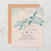 BUDGET Zeeschildpadden Bruiloft Moderne Lijn Kunst (Voorkant / Achterkant)