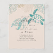 BUDGET Zeeschildpadden Bruiloft Moderne Lijn Kunst (Voorkant)