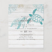 BUDGET Zeeschildpadden Bruiloft Moderne Lijnkunst (Voorkant)