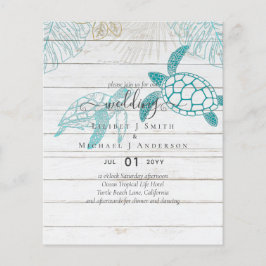 BUDGET Zeeschildpadden Trouwen Moderne Lijn Kunst Flyer