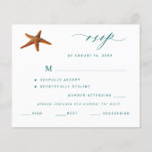 Budget zeester aqua turquoise menu keuze trouwfees (Voorkant)