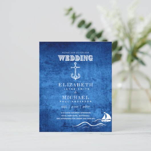 BUDGET Zeevaart Trouwlocatie Uitnodiging (Staand voorkant)