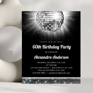 Budget Zilver 60e Verjaardagsfeest 70's Disco Ball Flyer