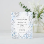 Budget Zilver Blauw Sneeuwvlok Bloem Winter Bruilo (Staand voorkant)