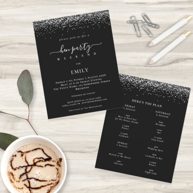 Budget Zilver Glitter Kip Weekend Itinerary Zwart (Creator heeft geüpload)