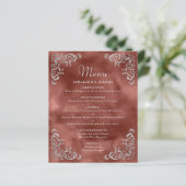 Budget Zilver Kaneel Roest Vintage Trouwmenu (Staand voorkant)