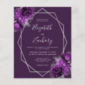 Budget Zilver Lijst Paarse Bloemen Plum Wedding (Voorkant)
