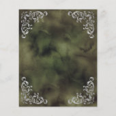 Budget Zilver Olijfgroen Vintage Wedding Menu (Achterkant)