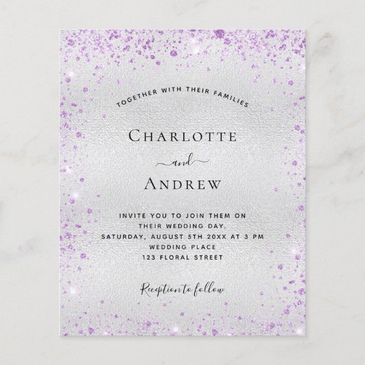 Budget zilver paarse social media pictogrammen tro (Voorkant)