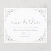 Budget Zilver Script Botanisch Frame Save The Date (Voorkant)