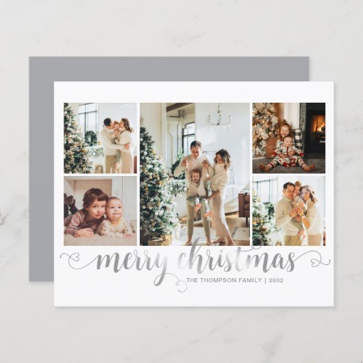 BUDGET Zilver Vrolijk Kerst Hart Script 5 Foto (Voorkant / Achterkant)