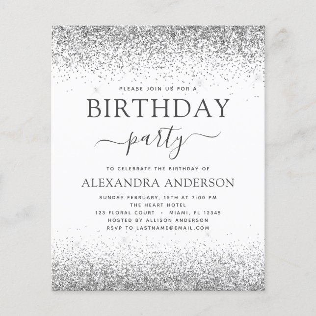 Budget zilver Wit Elke leeftijd Glitter (Voorkant)