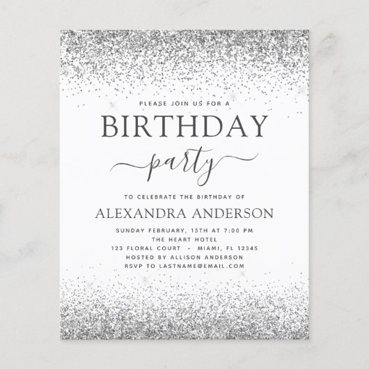 Budget zilver Wit Elke leeftijd Glitter Flyer (Voorkant)