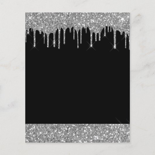 Budget Zilver Zwart Glitter Verjaardagsuitnodiging (Achterkant)