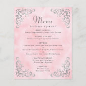Budget Zilveren Blush Roze Vintage Trouwmenu (Voorkant)