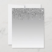 Budget Zilveren Druppelende Glitter Trouwuitnodigi (Achterkant)