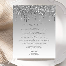 Budget Zilveren Glitter Drip Wedding Menu