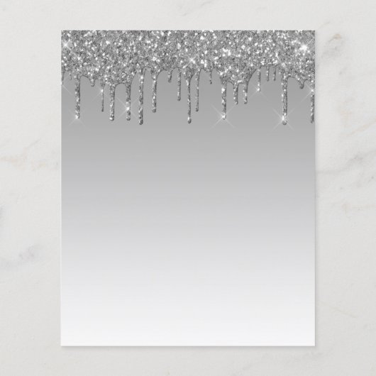 Budget Zilveren Glitter Drip Wedding Menu (Achterkant)
