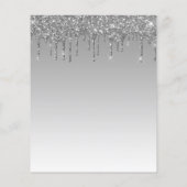 Budget Zilveren Glitter Druipend Huwelijksmenu (Achterkant)