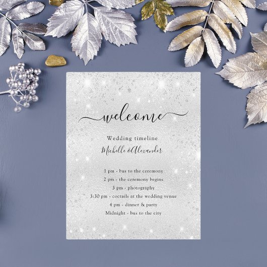 Budget zilveren glitter elegant trouwprogramma