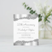 Budget Zilveren Glitter Folie 25e Jubileum Uitnodi (Staand voorkant)