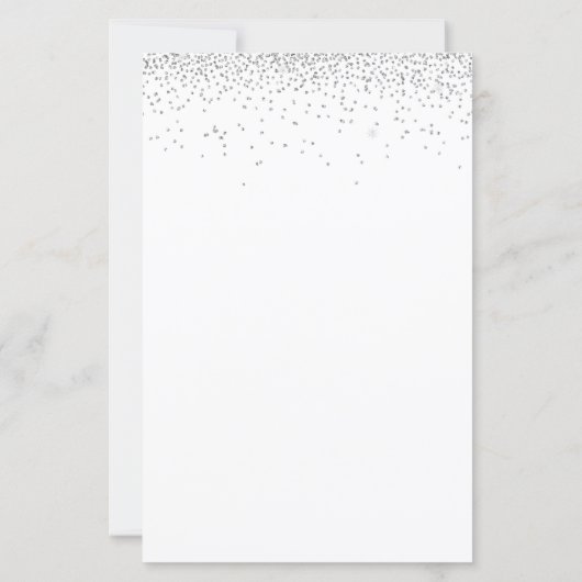 Budget Zilveren Glitter Script Trouw Uitnodiging (Achterkant)